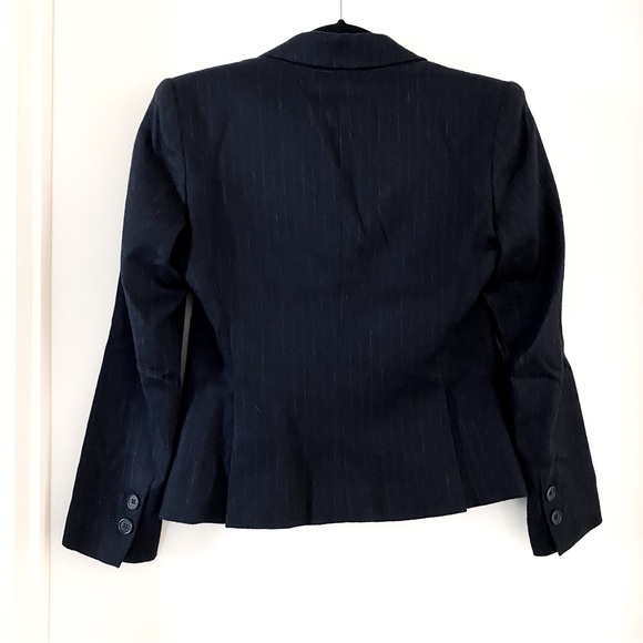 Theory Navy Blue Wool Blend Pinstripe Blazer - Picture 2 of 3